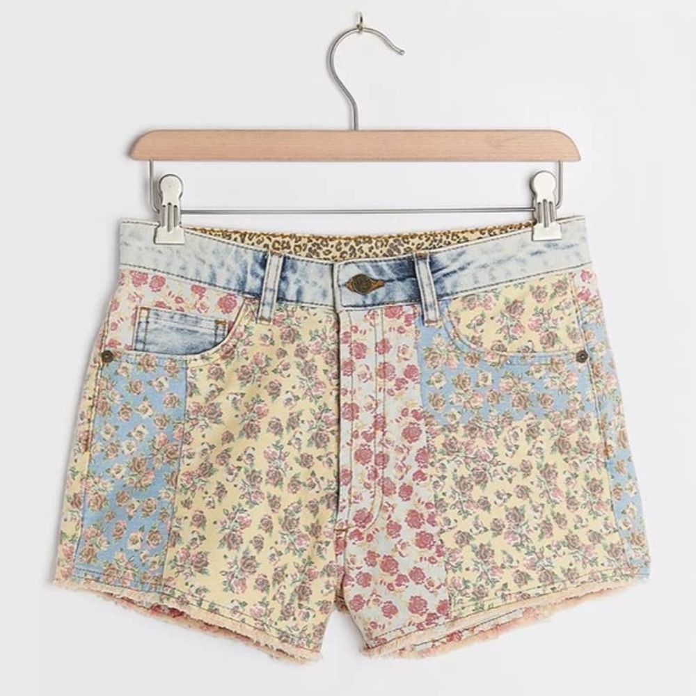 Farm Rio Ultra Hi-Rise Patchwork Denim Short 26